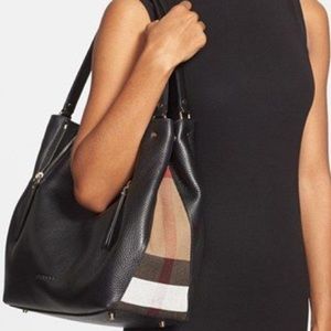 Burberry house check derby leather tote